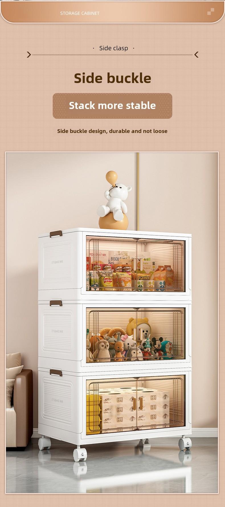 Product Introduction of Storage Cabinet Foldable Wholesale Children's Clothes Storage Cabinet Double Door Home Organizer Cabinet Household Bedroom Wardrobe Easy to Use, Convenient and Easy to Use box  leather 7