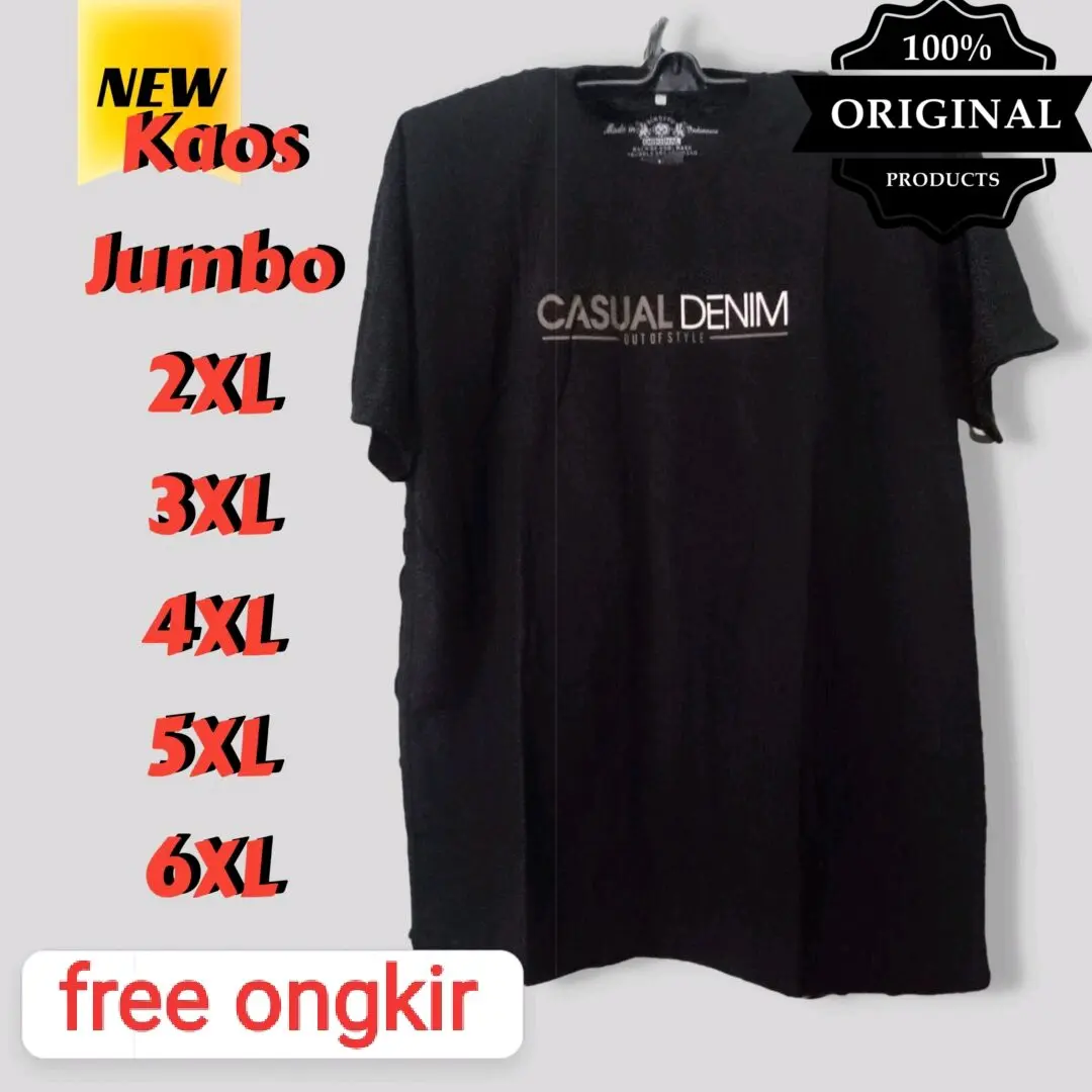 Kaos Jumbo Pria 2XL 3XL 4XL 5XL 6XL Bahan katun COD Katun Hitam Putih desain atletis oversized