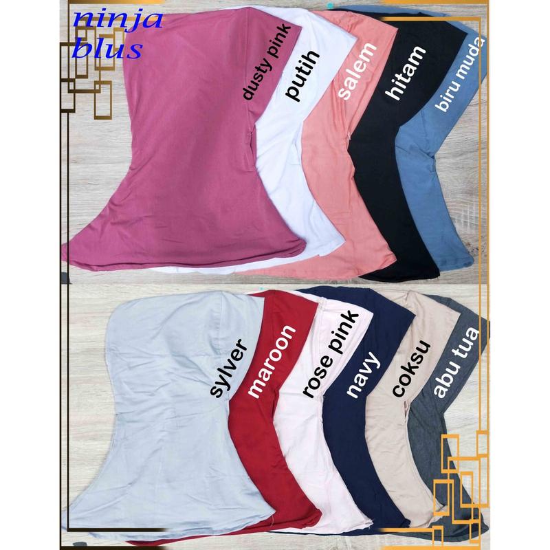 INNER NINJA DALAMAN HIJAB MURAH CIPUT ANTEM BLUS POLOS LANGSUNG PAKAI  ADEM BAHAN RAYON IMPOR TERBAI Hitam Katun Hitam JS74A 1