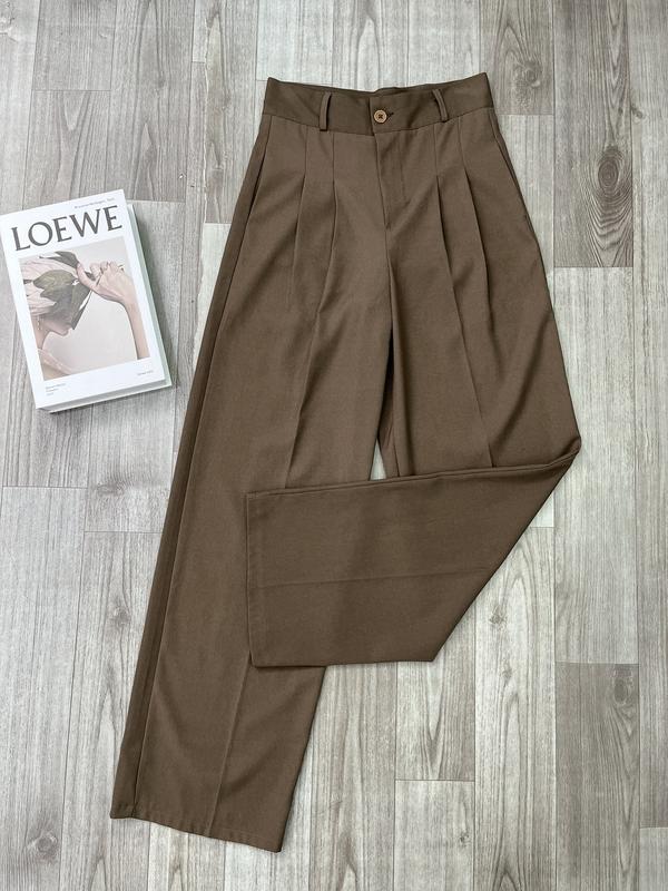 Quần ống rộng nữ chất Gold Hàn, Quần tây ống suông cullotes dáng dài 1 khuy Pants Jean  Women 4