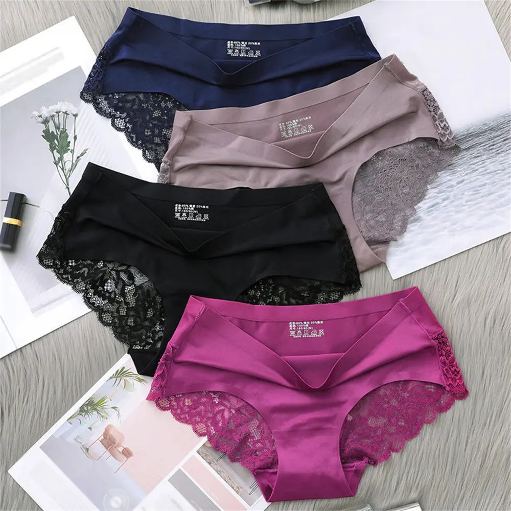 M-XXL Plus Kích Thước Quần Lót Ren Băng Lụa Liền Mạch Quần Lót Giữa Eo Quần Đùi Quần Lót Nữ Quần Short Quần Lót Quần Lót