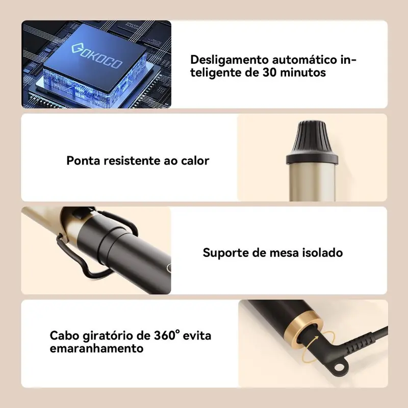 GOKOCO 3 Em 1 multifuncional paramodelar Modelador de cabelo Aparelho Cabelo liso Cachos curtos e grandese ondulados - 9