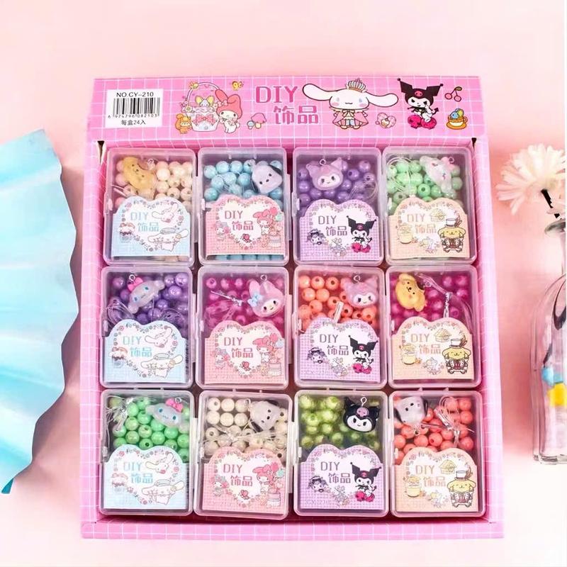 Bộ hạt cườm xâu vòng thủ công DIY mini cho bé kích thước 6,8*5,1*2,4cm