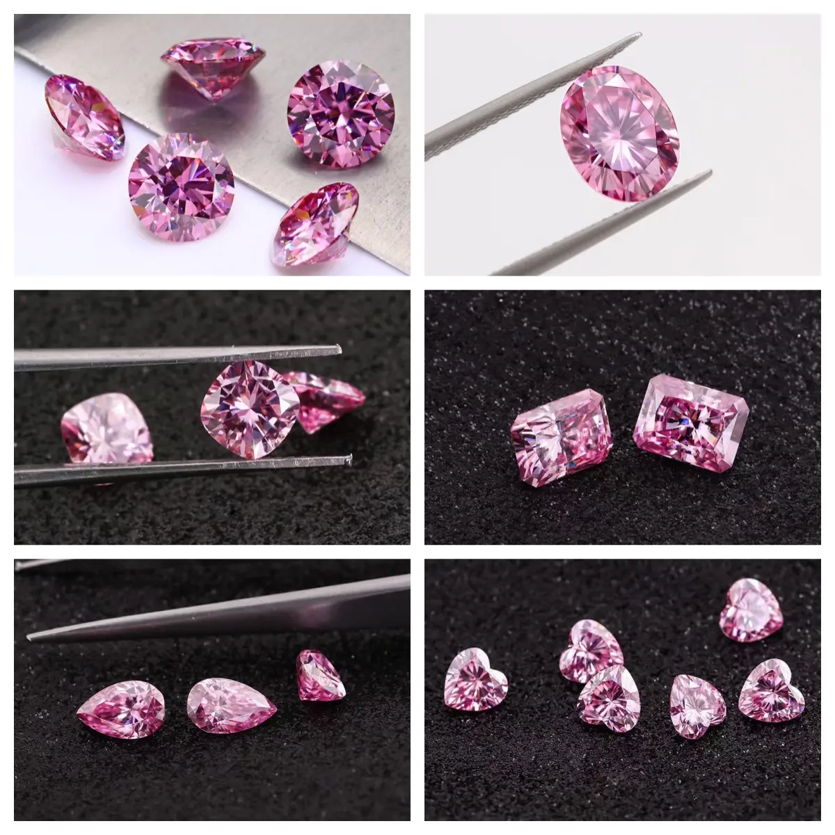 LLXYW Pink Moissanite Emerald/ Heart/Princess/ Radiant/Pear/Marquise/Oval D color 1ct -3ct wholesale
