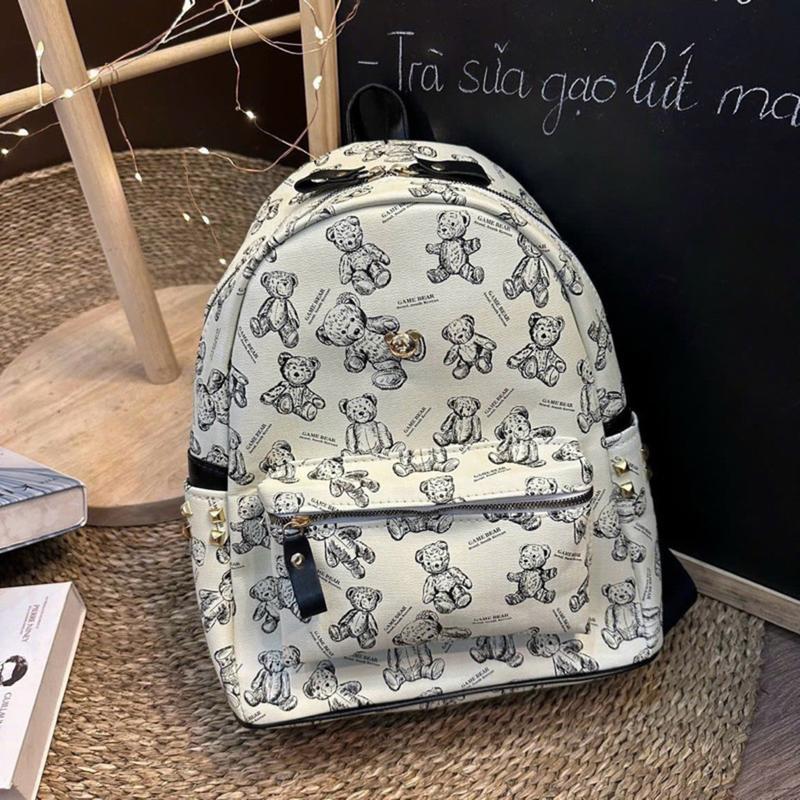 Ba lô đi học balo đi chơi in hoạ tiết gấu size 40 đựng vừa lap 14" sách vở a4 các loại K394