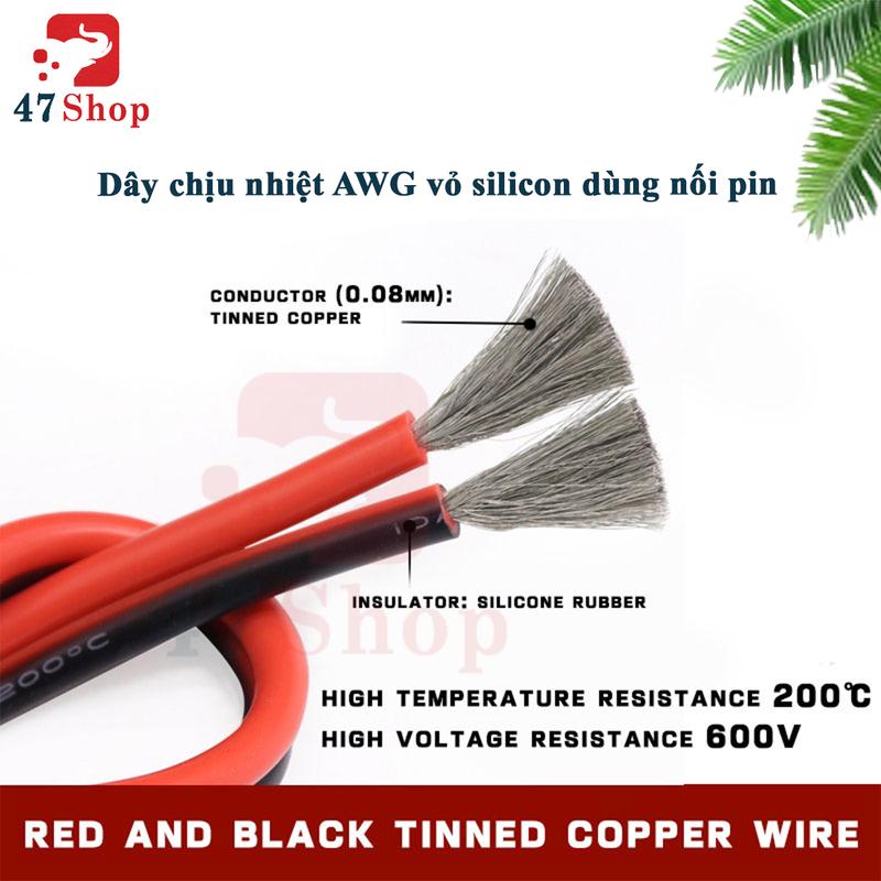 Dây điện chịu nhiệt AWG vỏ silicon dùng nối pin lithium