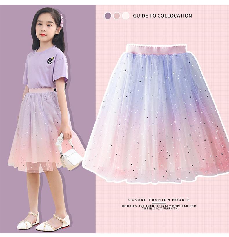 Product Introduction of [New Model] AG SHOP Girls' Starry Sky Half Skirt Summer 2025 New Trendy Children's Spring Autumn Mesh Skirt Baby Stylish Puffy Short Skirt✨[Angel]✨ 5