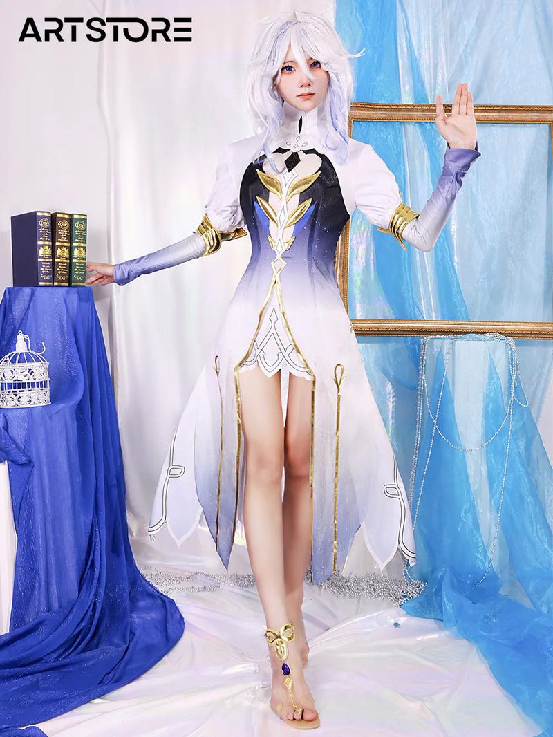 Product Introduction of Trang Phục Hóa Trang, Furina Cosplay Trò Chơi Genshinimpact Focalors, Tóc Giả Nhập Vai Trò Chơi Thần Nước Fontaine, Phim Hoạt Hình Với Đạo Cụ Anime 12