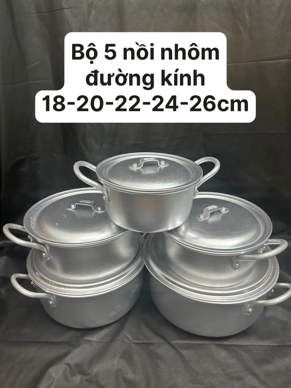 {SALE} BỘ NỒI 5 MÓN - NHÔM NGUYÊN CHẤT -KHÔNG HAN GỈ