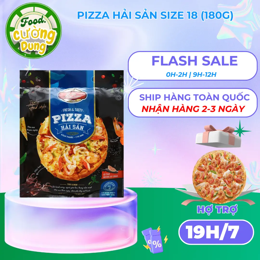Pizza hải sản size 18 (180g) ship hàng toàn quốc nhận hàng 2-3 ngày
