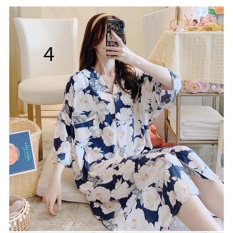 ️ Váy Sơ Mi Nữ Dài ️-  Váy ngủ nữ, đồ mặc nhà dài tay lỡ phong cách Hàn Quốc B68 4
