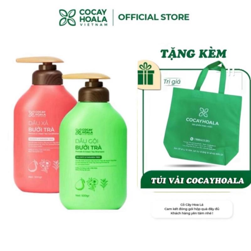 Combo Dầu Gội Xả Bưởi Trà Cỏ Cây Hoa Lá Việt Nam, Hỗ Trợ Dưỡng Tóc Chắc Khỏe Mềm Mượt Tự Nhiên, Hỗ Trợ Sạch Bết Dầu Gàu - Dung Tích 1000g daugoi cap dau hoatra goixa 2in1 daucap chinhhang