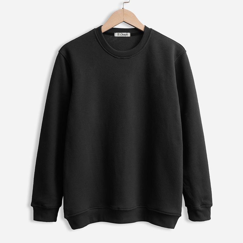 Áo sweater basic unisex nỉ bông, áo tay dài trơn nam nữ form rộng Menswear Hoodie