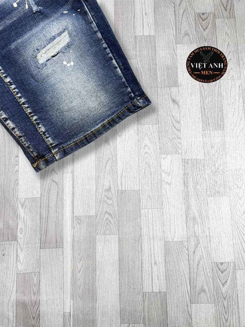 Product Introduction of Shopvietanhq9 - Quần Jeans Short Xanh Đậm nam 2 đáy (534) big size quần Super vẩy sơn, rách, vải giãn, quần ds khuyết tật Hót new Men - 3.3 Menswear 32