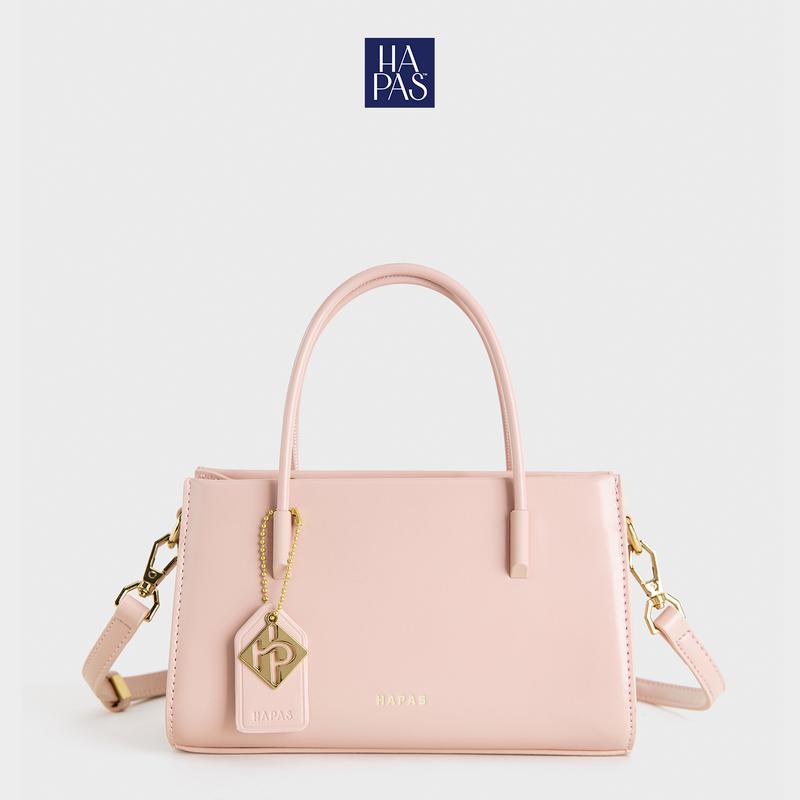 [BST Let's Pink] Túi Xách Nữ HAPAS Chính Hãng La Muse Phủ Màu Tag Vuông Quai Xách Đeo Chéo Sang Trọng Size 21 Màu Hồng - TXT221226 Bag Lady Da Hoa