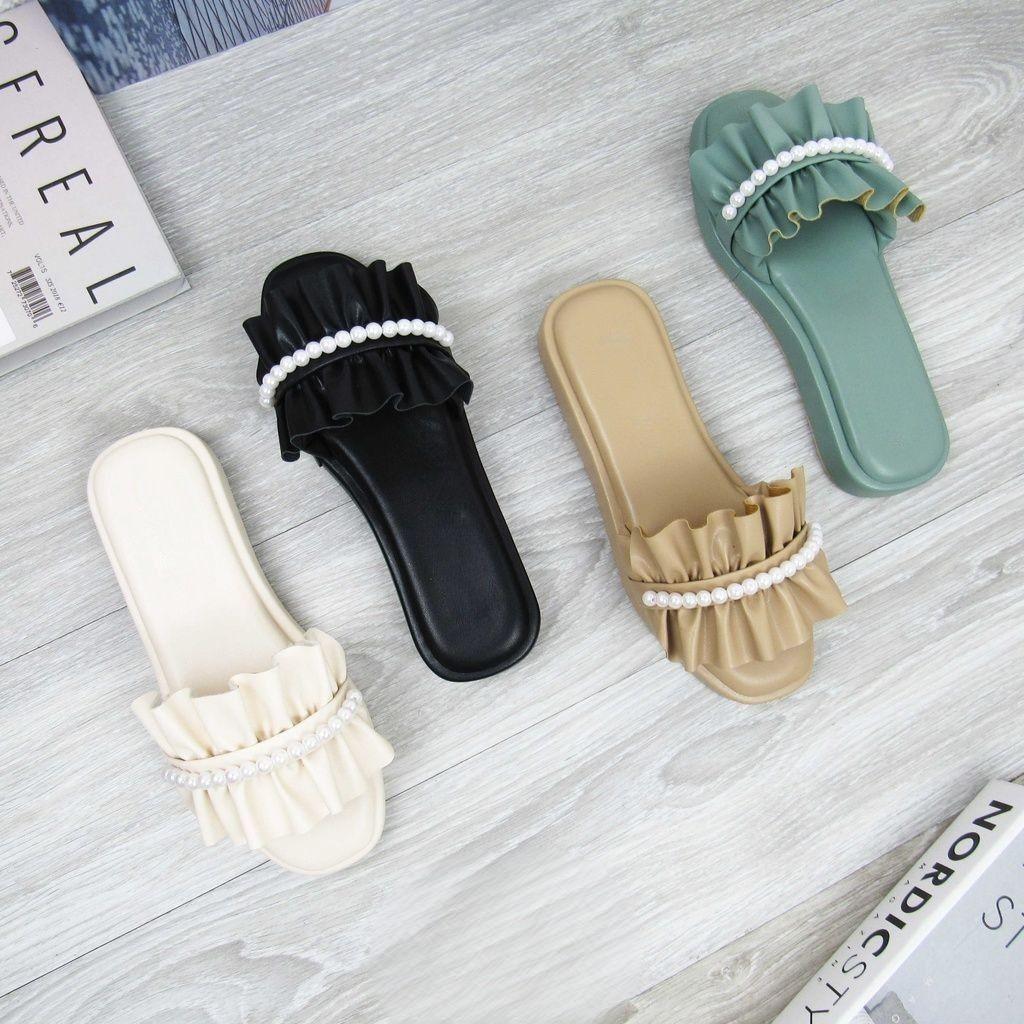 TheMoon.Store - ALEXA Sandal Slop Anak Perempuan Model Mutiara Flat JJ-06 Kaki Karet