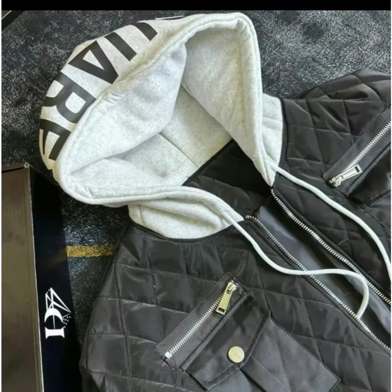 Áo phao trần trám 3 lớp dày dặn phối mũ nỉ cho nam Menswear có cổ jacket 2