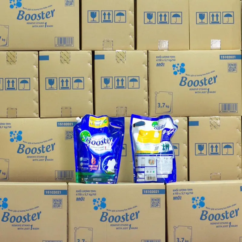 Combo 4 túi 1 Thùng Nước giặt xả Booster 2in1 , Làm Sạch hiệu quả , lưu hương , an toàn với da , không phai màu quần áo 8
