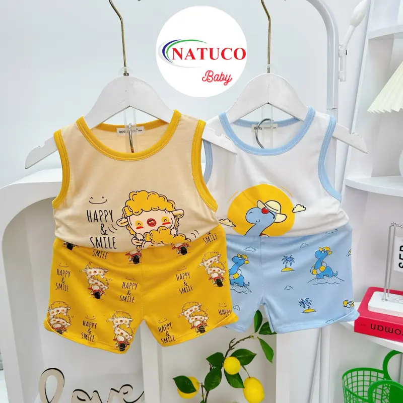 Bộ Quần Áo Ba Lỗ Trẻ Em Hiệu MINKY MOM Vải Thun Lạnh Mềm Mát In Hình Động Vật Cho Bé 0-8 Tuổi (8-27kg) BL-IN74 5