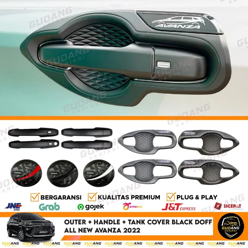 Paket Outer + Handle + Tank Cover Avanza 2022 - 2024 Hitam & Carbon 1