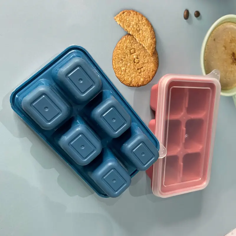 Combo 5 Khay Làm Đá 6 Ô Chất Liệu Nhựa Kết Hợp Silicon, Khay Làm Đá Có Nắp Đậy , Sâu Lòng , Khuôn Làm Đá, Khuôn Làm Thạch khayla  mdavientron 8