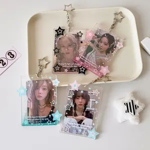 SHINSDAY Cahol Card Holder Acrylic Transparan Star Photocard Holder Keychain ID Card Frame Kpop