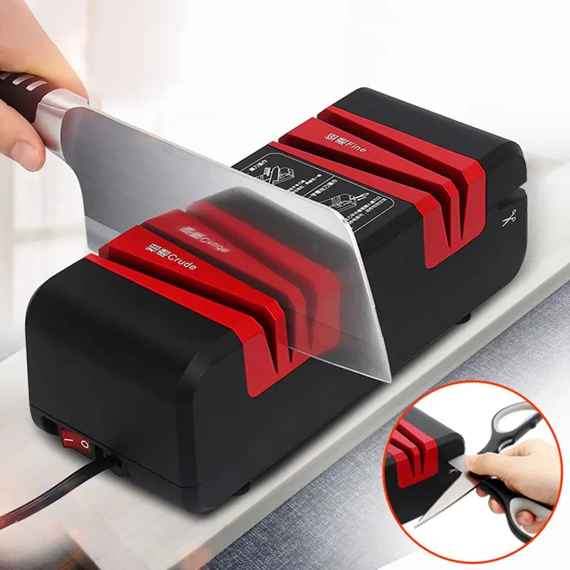 220V Automatic Quick Knife Sharpener Household Electric Knife Cutter Sharpener Stone Magic Knife Sharpener-US Plug