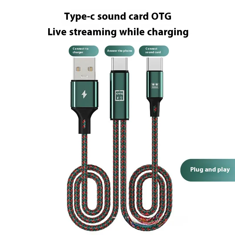 Kabel Data Siaran Langsung OTG, Kabel Khusus Kad Bunyi Satu Bahagi Dua, untuk Antara Muka Telefon Bimbit Apple Jenis-c ke Jenis-c, Kabel Pengecasan Phone adapter  usb