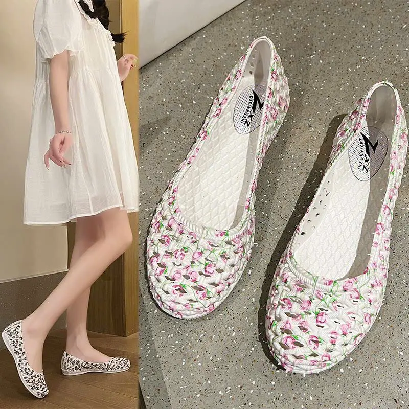 [HÀNG MỚI VỀ] 968-31 Giày búp bê nữ, Giày bệt nữ 2cm đi mưa nhựa dẻo lỗ thông thoáng khí siêu nhẹ đế chống trơn trượt️️ Shoes