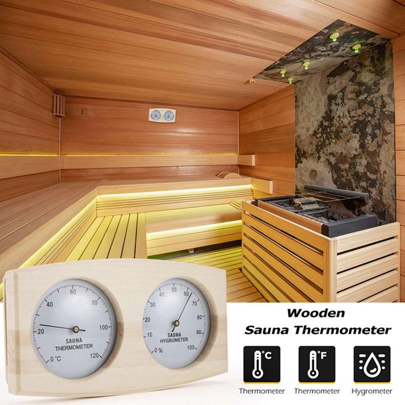 Wood Sauna Thermometer & Hygrometer, Wall-Mounted Spa Accessory, Mechanical, No Battery Required - for Family Hotel Sa 1