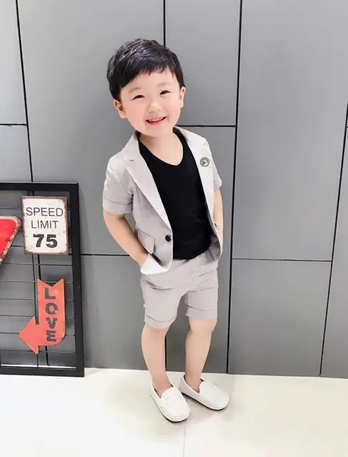 Bộ vest bé trai, vest trẻ em, áo vest bé trai, đồ vest trẻ em, suit bé trai, vest dự tiệc, vest cưới , Vest Ba Mảnh, Vest cưới phong cách Châu Âu - Bộ vest trẻ em Màu Xám Bé trai Em bé Thoải mái Cotton