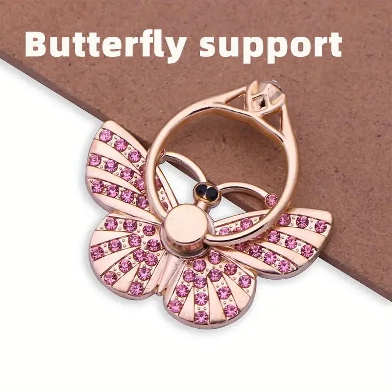 Cute Butterfly Design Phone Holder Ring, Rhinestone Decor Phone Back Finger Ring, Universal Phone Accessories for Women & Girls 2