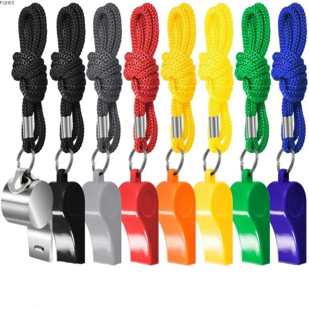 FQN55 Color Cheering  With Lanyard Football Soccer Basketball Whistle Referee Whistle Cheerleading Tool Whistle Outdoor Survival Tool