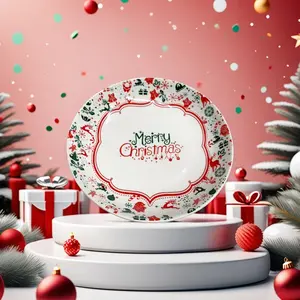 HA Piring Makan Motif Lucu 8inch | Motif Natal (Merry Christmas) | Nuansa Natal / Suasana Natal