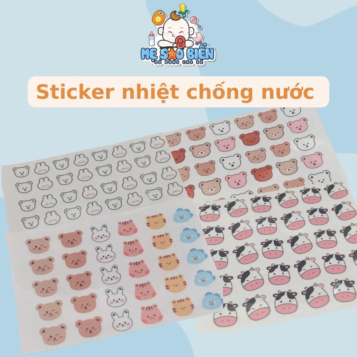 Sticker in nhiệt dán bình sữa, đồ dùng cho bé chống nước