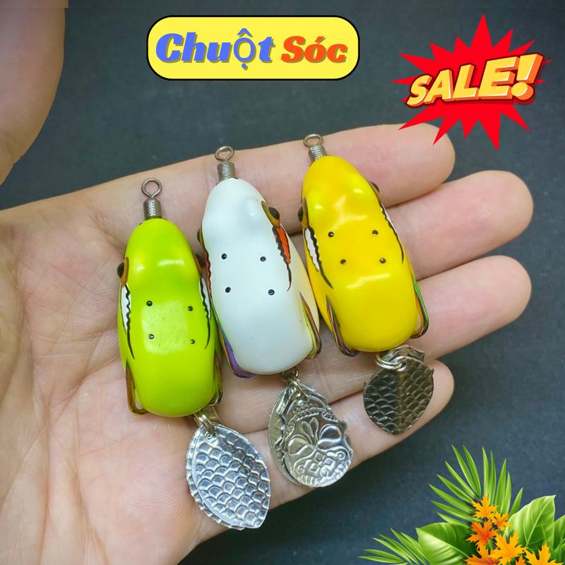 Nhái hơi chuột sóc 2 thìa lưỡi titan size 3,8cm nặng 7,5g - 10,5g. Mồi câu lure cá lóc giá rẻ chất lượng 1