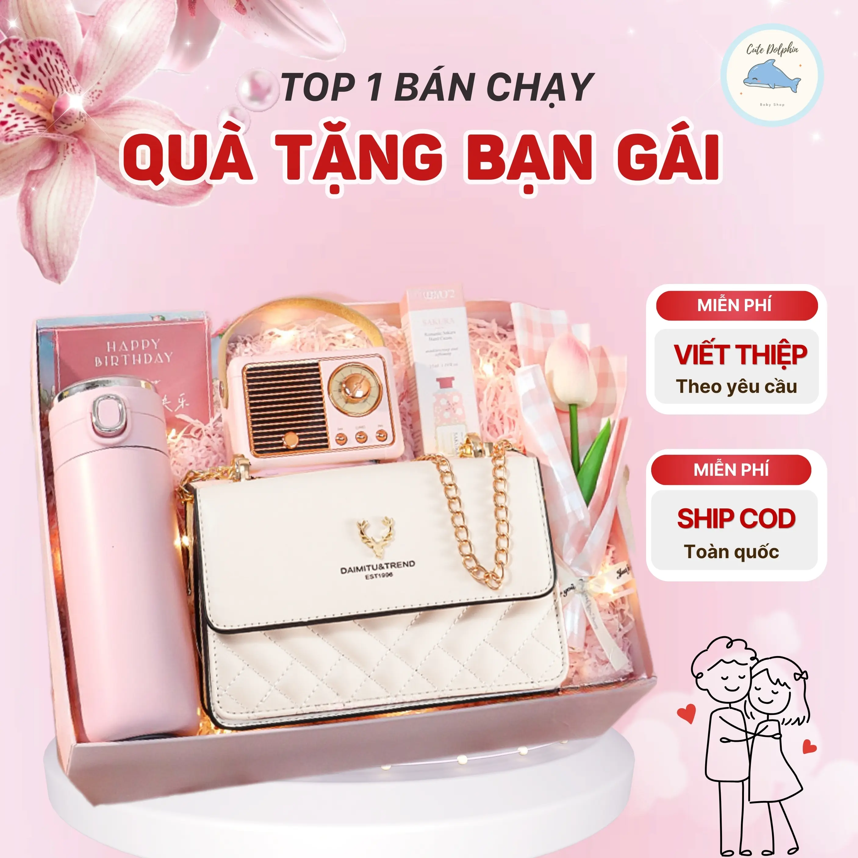 (Quà Tặng Bạn Gái ý nghĩa, In Ảnh miễn phí - Viết Thiệp theo yêu cầu ) Hộp Quà Túi Xách Da IV Pink Leather, Túi  Xách Đeo Chéo,  Đeo Vai Nữ Xinh Xắn Thay Lời Yêu Thương Tặng Vợ, Ny, Bạn Gái  Sang Trọng Cao Cấp