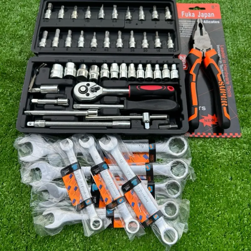 ( Tặng Kìm Điện ) Bộ Dụng Cụ Sửa Chữa 46 Chi Tiết 1/4 Và 7 Cờ Lê  Yeet .