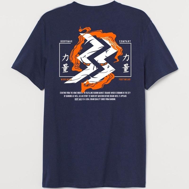 Kaos Lengan Pendek Geoff Max Navy Back Katun Distro Pria Wanita T-Shirt Combed Cowok 0