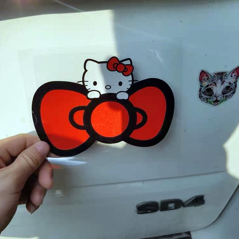 Hellokitty Cat Car Stickers Hello Kitty Rearview Mirror Stickers  Hello Kitty Cute Cartoon Fun Stylish Bumper Cover Block Scratches Car Decal 5
