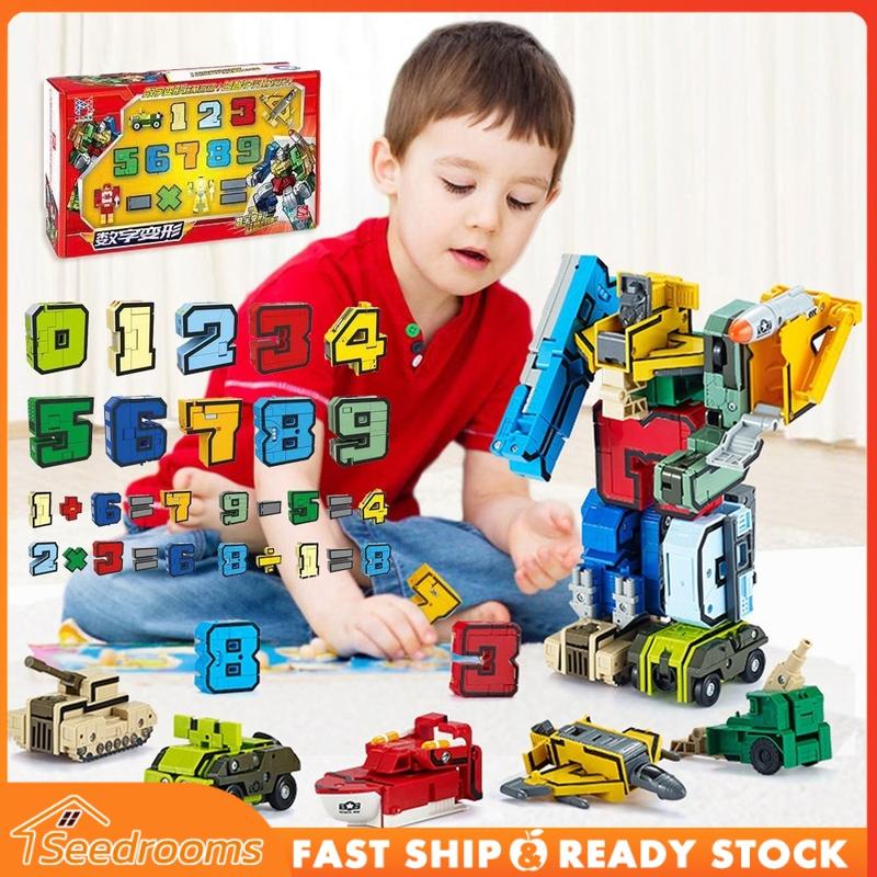 Mainan Robot Anak Transformer Number 0-9 Mainan Robot Angka Anak Mainan Edukasi Anak Transformer COD 0