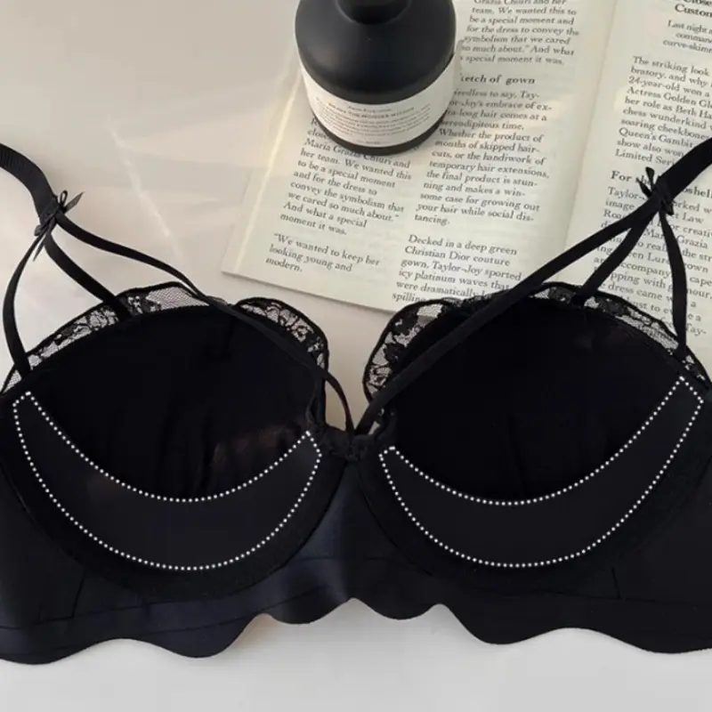 Sexy lace bra for women with small chest, gathered and enlarged pure style  women's bra - TikTok Shop Singapore