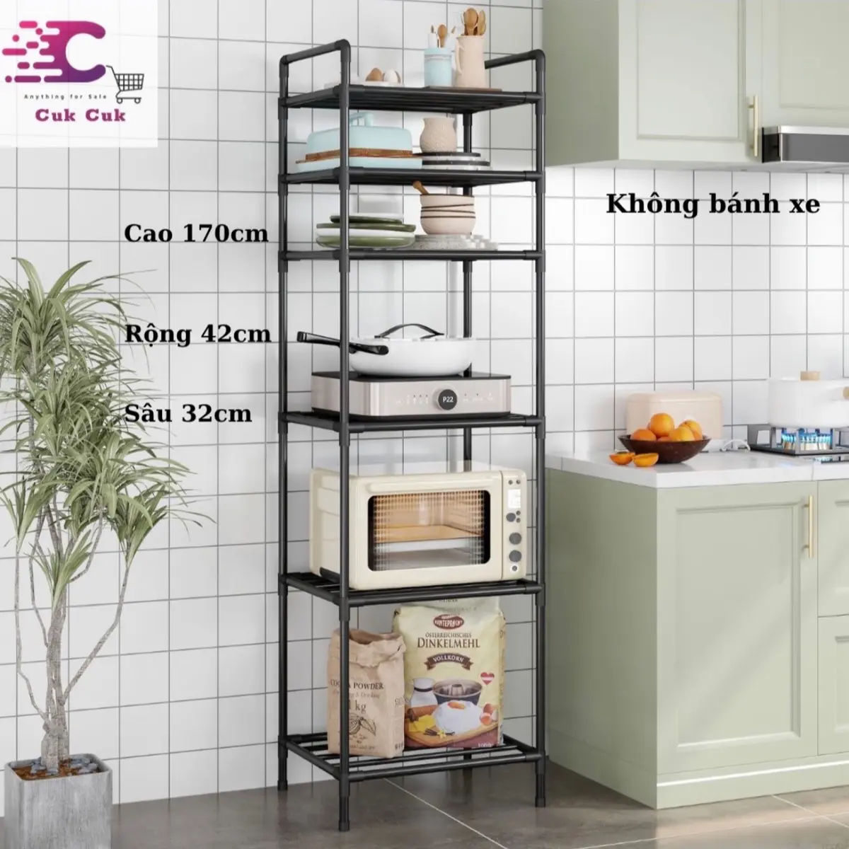 Kệ đa năng 6 tầng, KHÔNG BÁNH XE, chất liệu thép sơn tĩnh điện chống rỉ Kitchen gia dung tien ich
