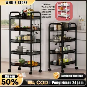 Rak Troli 3 /4 /5 Susun Rak Lantai Beroda Rak Penyimpanan Serbaguna Rak salon Rak dorong Rak Ruang Tamu Dengan Roda