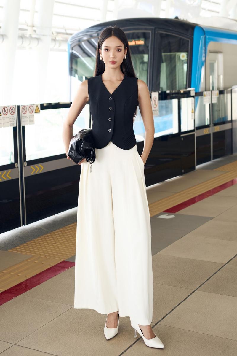 Product Introduction of Vella Fashion - Quần culottes nữ đen / trắng có túi VQ23140 12