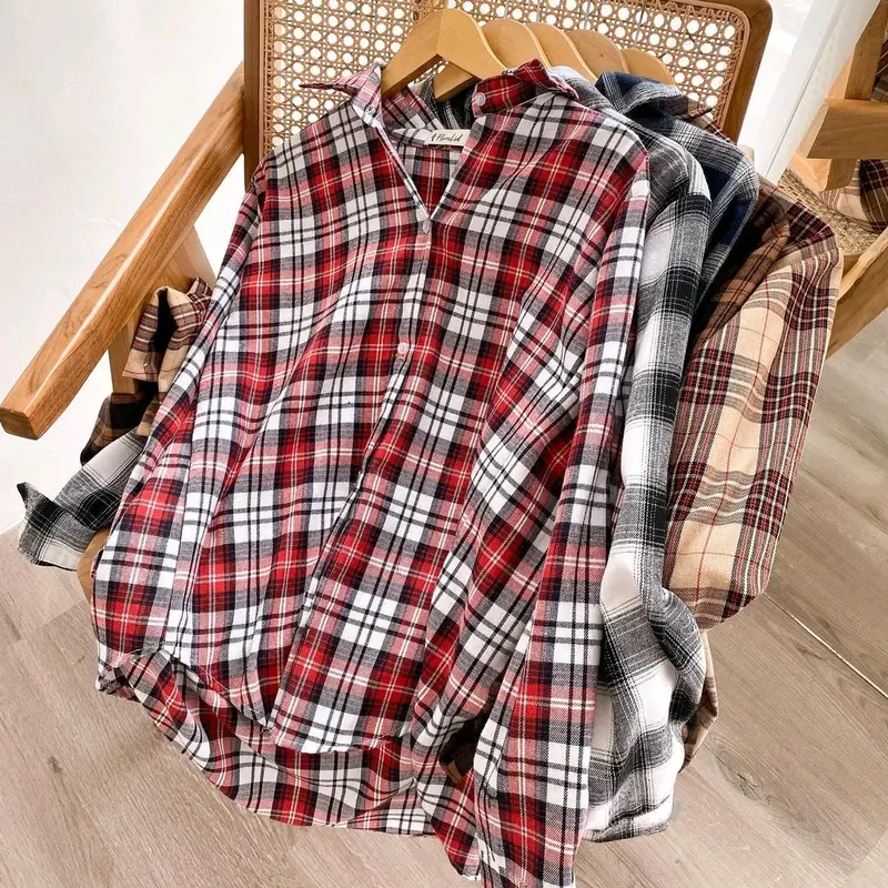 Kemeja Flanel Import Distro Pria Wanita Kemeja Kotak Kain Lembut 1
