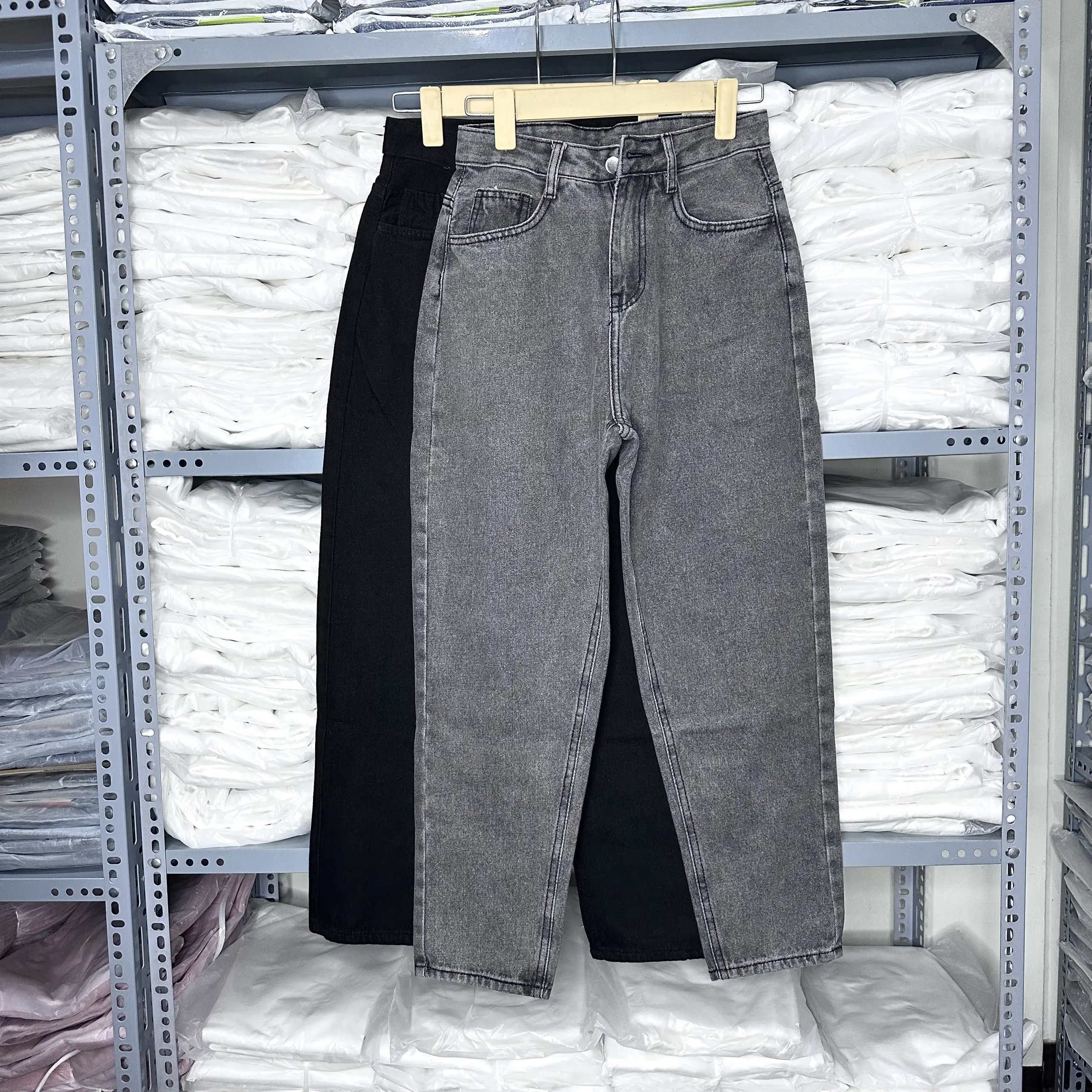 Quần bagy jean nữ lưng cao trơn 2 màu M441