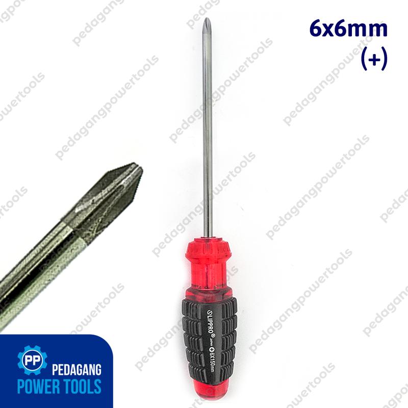 LIPPRO OBENG PLUS 6 INCH GAGANG KARET PH2 X 150 MM SCREWDRIVER KEMBANG 3