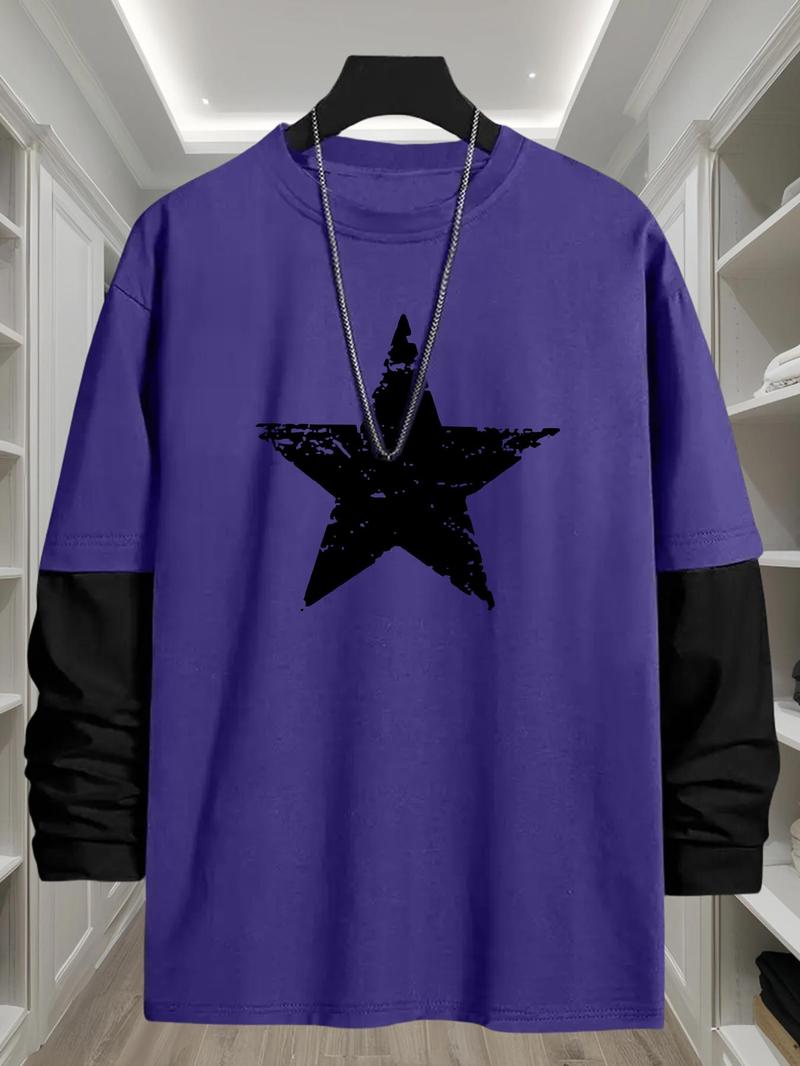 Casual The stars Printing O Neck Long Sleeve Two Pieces Casual The stars Printing O Neck Long Sleeve Two Pieces