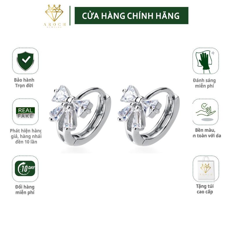  Khuyên tai bạc AROCH Jewelry nơ hoa G2575 